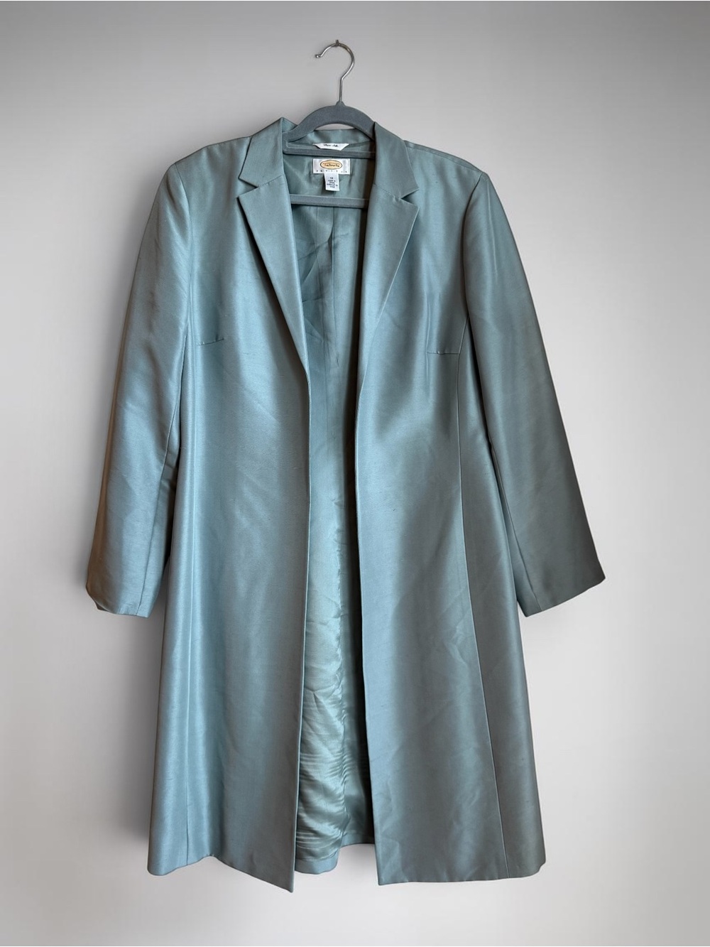 Talbots Petites 100% Pure Silk Longline Open Front Duster Blazer | 12P - Picture 2 of 11